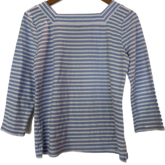 Talbots Light Blue and White Striped Blouse - Picture 3 of 4